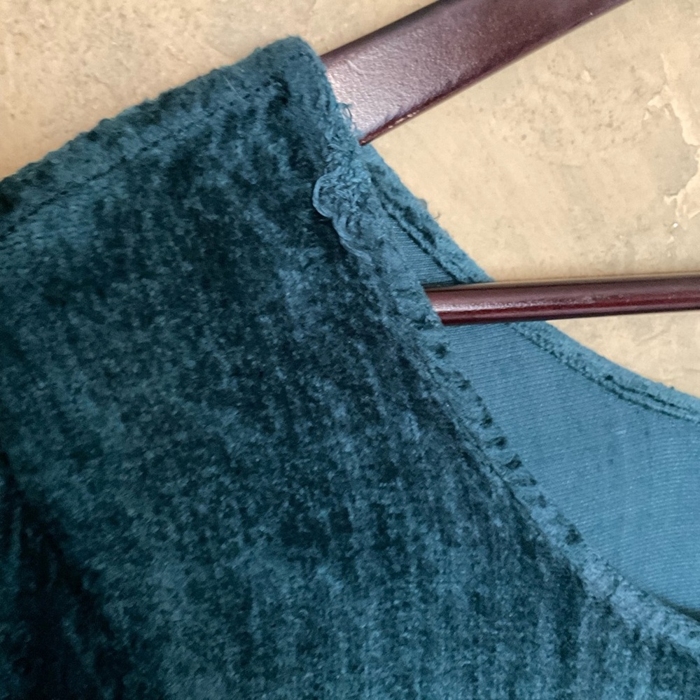 Le Chateau | Vintage 90s Crushed Velvet Maxi Dress | Teal Babydoll | M - Picture 5 of 7
